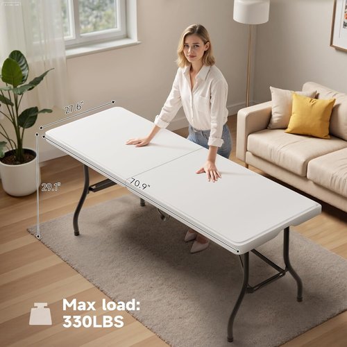 Folding Table - Heavy Duty 330LBS Capacity | Sturdy & Foldable Design for Camping, Parties & More