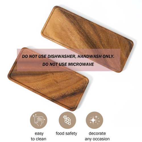 Bamxzoo Premium Quality Durable Walnut Rectangular Wooden Plate 10"-100% Natural Wood Serving Plate for Coffee Table-Great Home Decor Platter for Breakfast & Dining