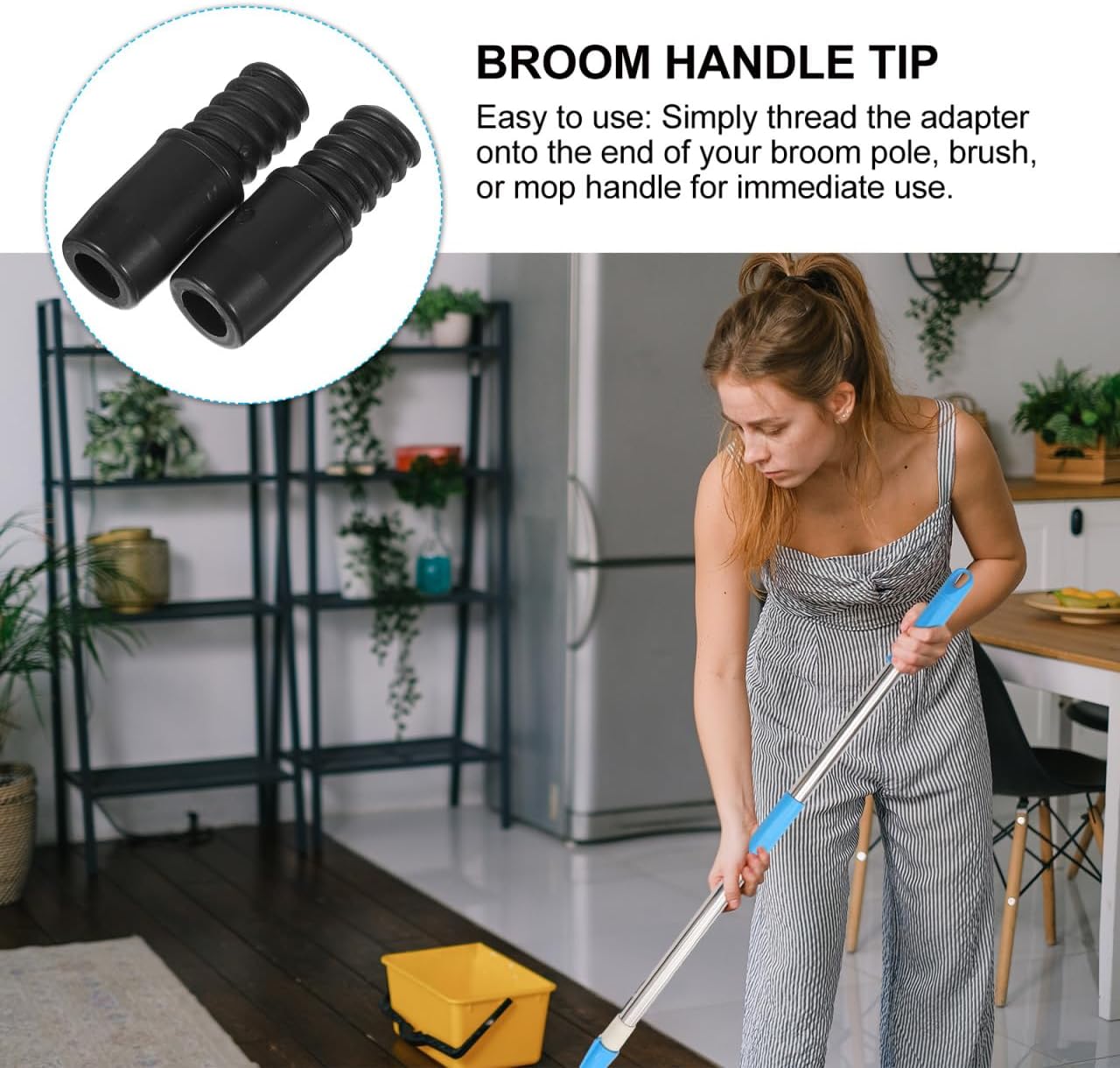 Uonlytech Threaded Broom Handle End Adapter - 2.16" x 0.78" Replacement Tips for Brooms & Mops | 2-Pack