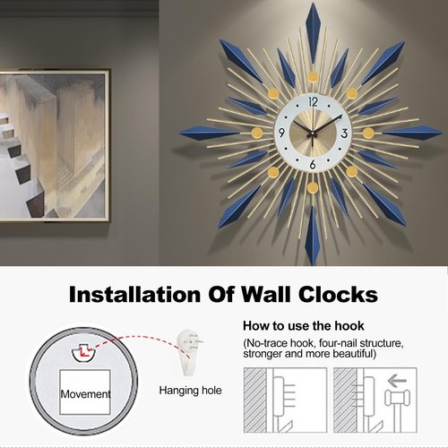 Ergocar Wall Clock, Stylish and Simple Large Decorative Kitchen Wall Clock, No Tick Silent Modern Metal Wall Clock, Suitable for Living Room, Office