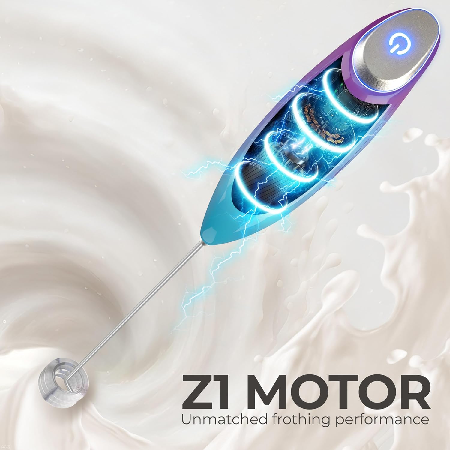 Zulay Kitchen Tornado Triple Whisk Milk Frother - Handheld Foam Maker for Coffee & Lattes - Includes 4 Duracell Batteries