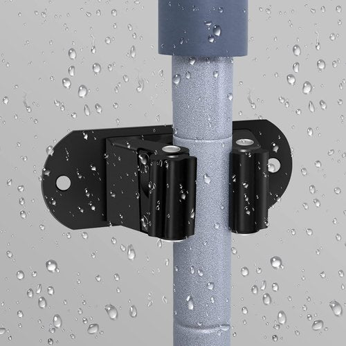 HYRIXDIRECT Heavy-Duty Wall-Mounted Mop & Broom Holder - Stainless Steel Organizer for Home & Garage (Black)