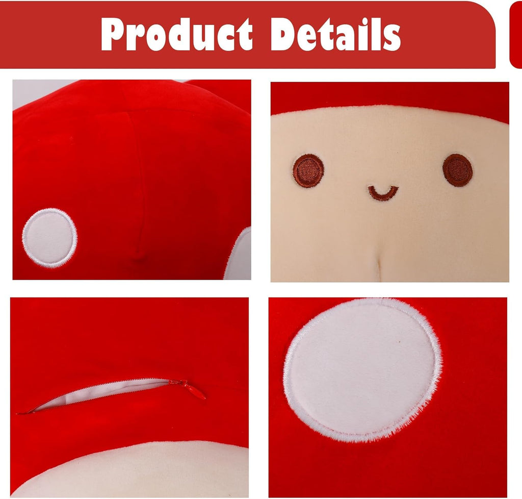 WeBingo Mushroom Plush Pillow Set - 12-Inch Jumbo Stuffed Animal Decor with 3 Baby Mushrooms | Perfect Gift for Kids & Adults