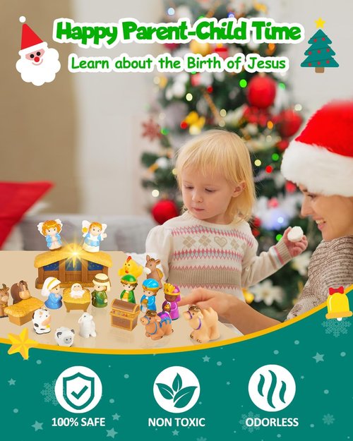 COOLTUNE Nativity Advent Calendar 2023 - Christmas Story Playset for Kids | 25-Piece Scene Set for Ages 1-6