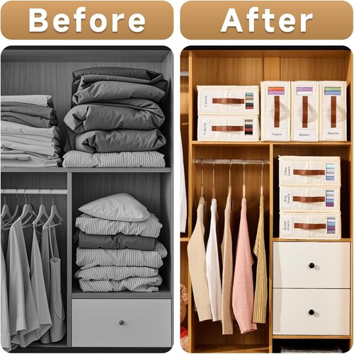 Bed Sheet Organizer 4 Pack - Zippered Storage Solutions with Labels & Handles for Linen Closet | Insect-Proof Design