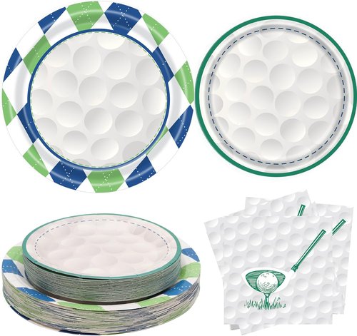 RVXHUA 150PCS Golf Party Decorations - Disposable Plates and Napkins for 50 Guests, Paper Tableware Supplies for Birthday Parties, Baby Shower, Game Day, Team Event, and Themed Celebration