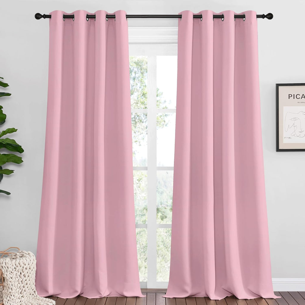 NICETOWN Crystal Pink Blackout Curtains - 102" Long, 55" Wide, Sound Reducing & Heat Blocking | 2-Piece Set for Modern Rooms