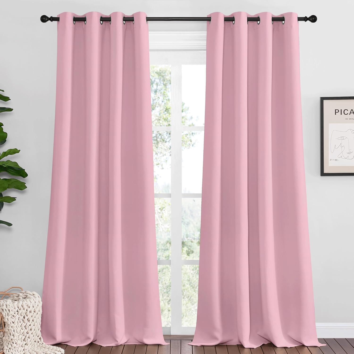 NICETOWN Crystal Pink Blackout Curtains - 102" Long, 55" Wide, Sound Reducing & Heat Blocking | 2-Piece Set for Modern Rooms