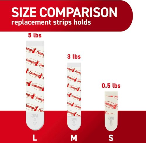 Command Indoor Small Replacement Strips - Damage-Free Wall Hanging Hooks | 64 Strips, Holds Up to 1 lb, White