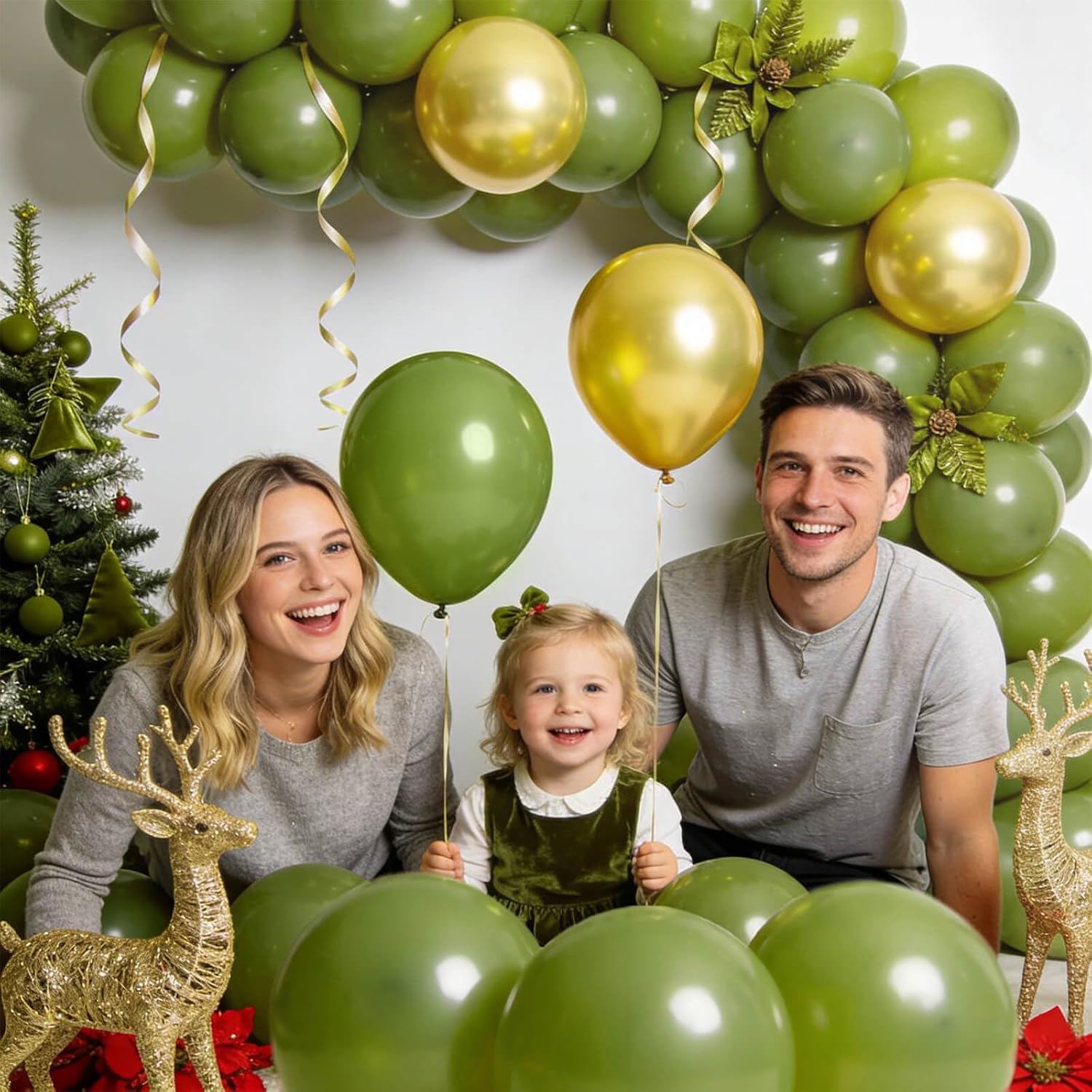 Olive Green Latex Balloons - 110pcs 12 Inch for Birthday Parties, Baby Showers & Weddings | Includes 2 Ribbons