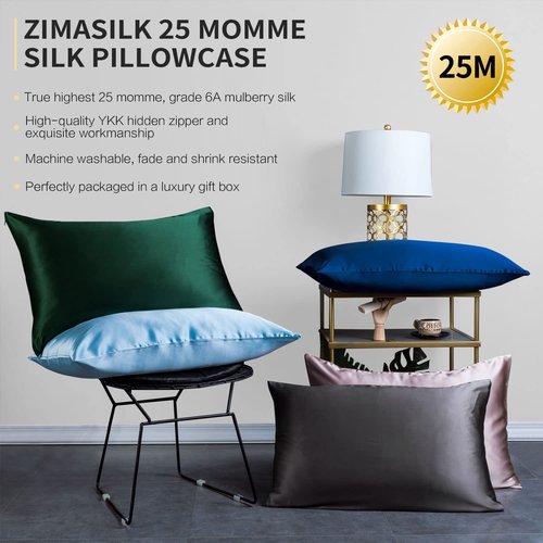 ZIMASILK 25 Momme 100% Pure Mulberry Silk Pillowcase for Hair and Skin Care, Highest Grade 6A Pillow Cases for Women, Long-Lasting Durablity, Gift for Women Men, 1Pc (Queen 20"x30", Ivory)