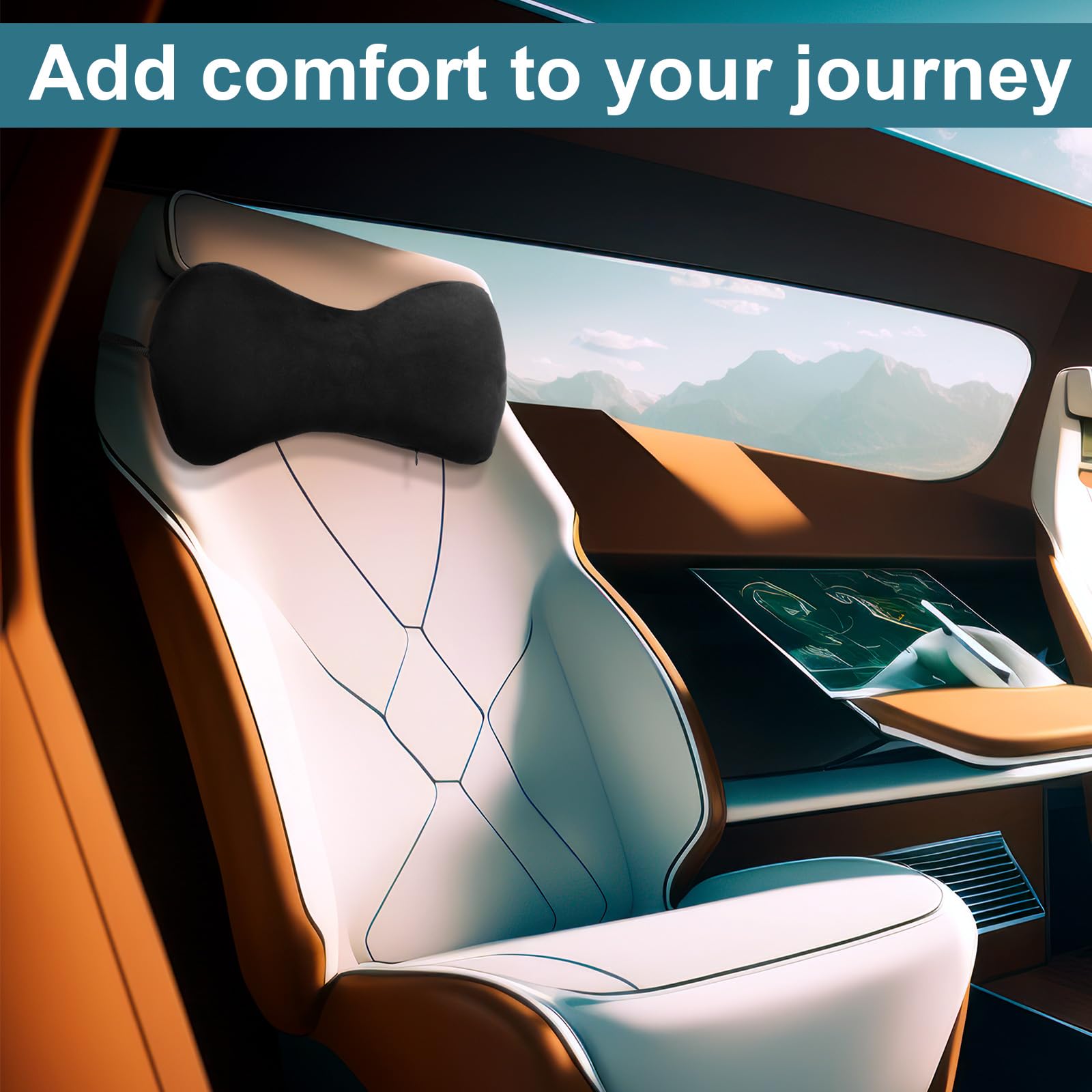 Chunful 1pcs Dog Bone Shaped Chiropractic Neck and Back Pillow for Cervical Support with Adjustable 37 Inches Strap Sofa Lounge Chair Pillow for Travel Home Use, 15 x 7 x 5 Inches (Black)