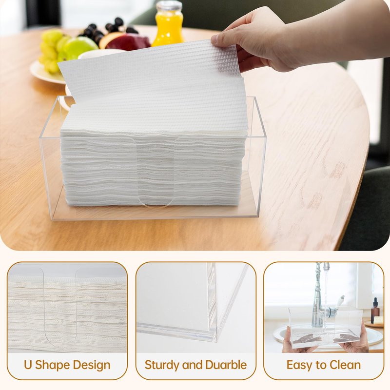 2 Pack Acrylic Countertop Paper Towel Holder, Paper Towel Dispenser for Countertop, Acrylics Napkin Holder(3mm Acrylic) Z-fold, C-fold or MultiFold Trifold Paper Towels for Bathroom, Kitchen