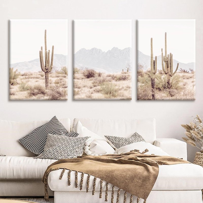 Pennclys Sonoran Desert Landscape Wall Art Cactus Arizona Canvas Wall Decor Desert Poster Pictures Saguaro Cactus Art Prints Landscape Painting for Home Bedroom 16x24x3 Inch Ready to Hang
