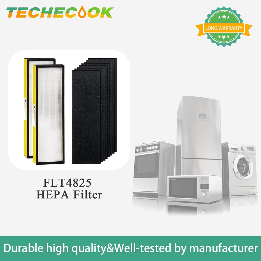 Techecook FLT4825 Filter B Replacement - 2 True H13 Filters & 8 Activated Carbon Pre-Filters for G-Guardian Air Purifiers
