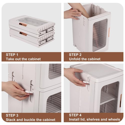 FAHKNS 2-Tier Narrow Storage Cabinet with Transparent Doors and Adjustable Shelves, Ideal Bathroom Organizer and Storage Cabinet for Compact Space, Bathroom, Kitchen, Laundry