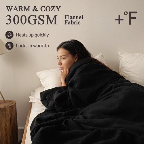 LaSyL Fleece Blanket - Soft Cozy Plush 300GSM Twin Size 60"x80" Black Microfiber for Couch & Bed