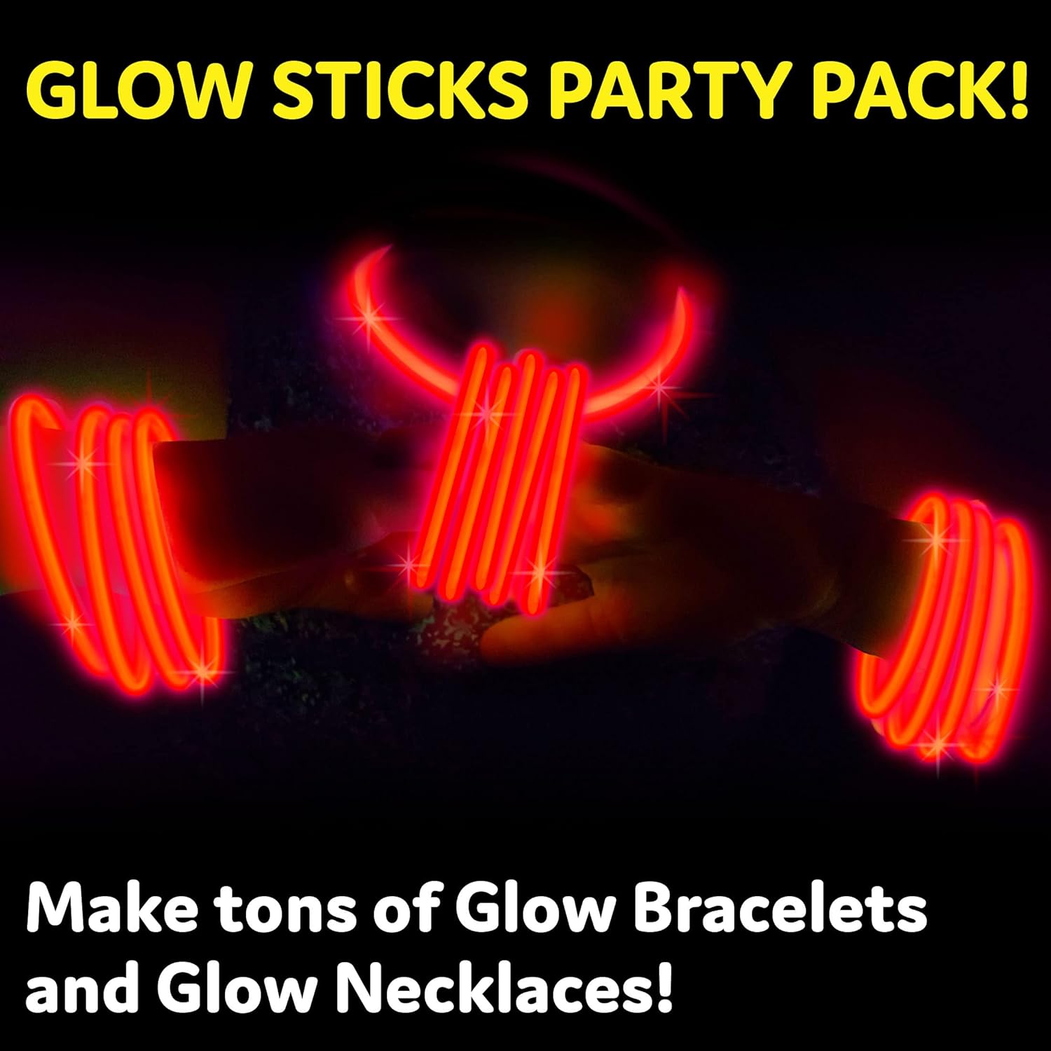 PartySticks Red Glow Sticks - 100 Pack | 8 Inch Glow in The Dark Light-Up Party Favors & Decorations