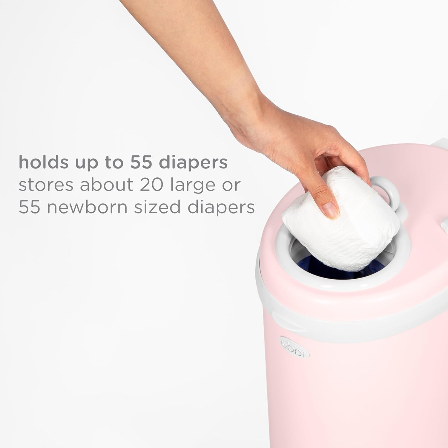 Ubbi Steel Diaper Pail - Odor Locking Design, No Special Bag Needed | Award-Winning, Blush Pink