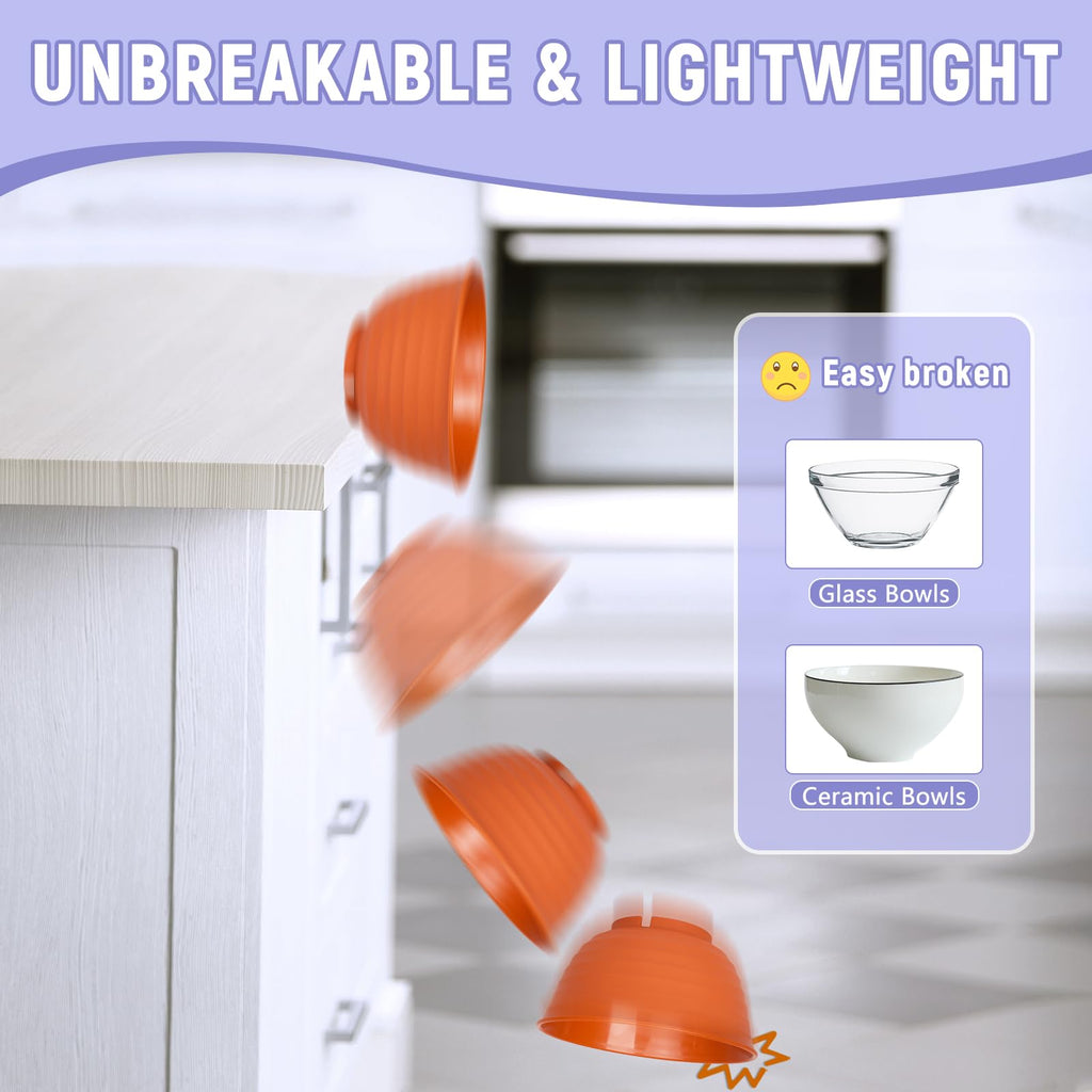 ZENGABIA Cereal Bowls, 34 Oz Large Wheat Straw Dinnerware Sets of 6 with Spoon, Unbreakable Plastic Soup Bowls Reusable Microwave Dishwasher Safe for Salad Noodle Kitchen Breakfast, Multicolor