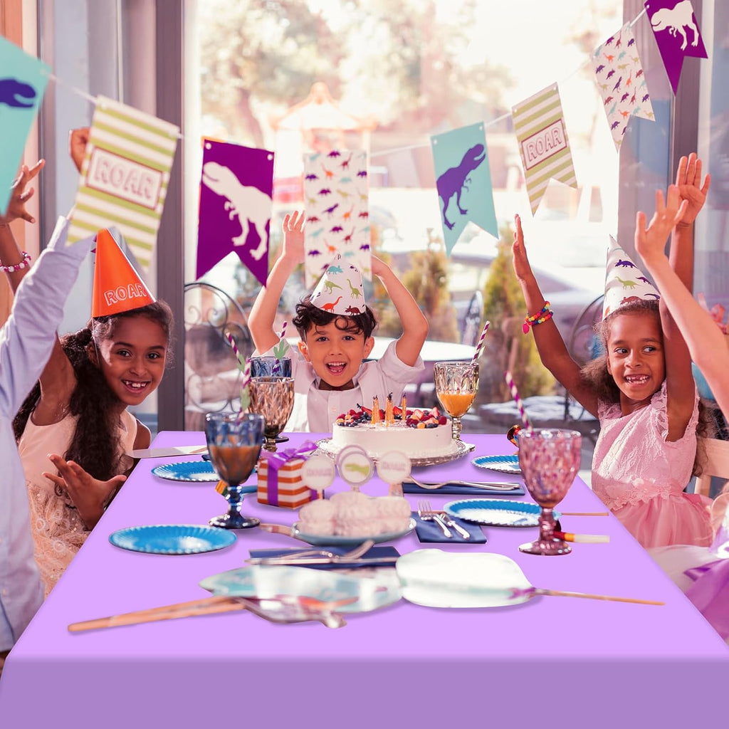 Skiennix 24 Pack Disposable Plastic Tablecloths - Colorful Rainbow Rectangle Covers | 54 x 108 Inch for Parties