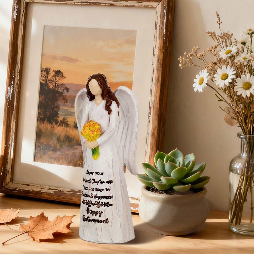 Skiennix Retirement Gifts for Women - Hand-Painted 7.3" Resin Angel Figurine | Perfect for Nurses & Teachers