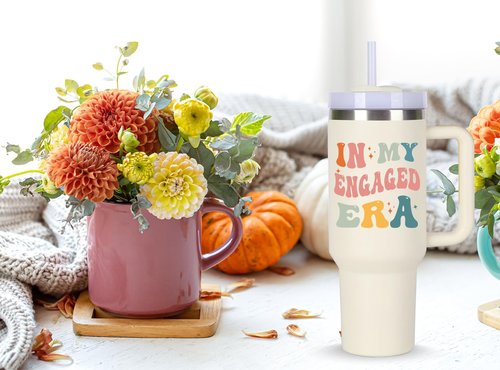 Engagement Cup Tumblers Gifts.40oz In My Engaged Era Tumbler with Handle.Engagement Gift.Engagement Cups.Engagement Tumbler.40oz Fiancée Future Mrs Bride to be Bridal Shower Gifts.