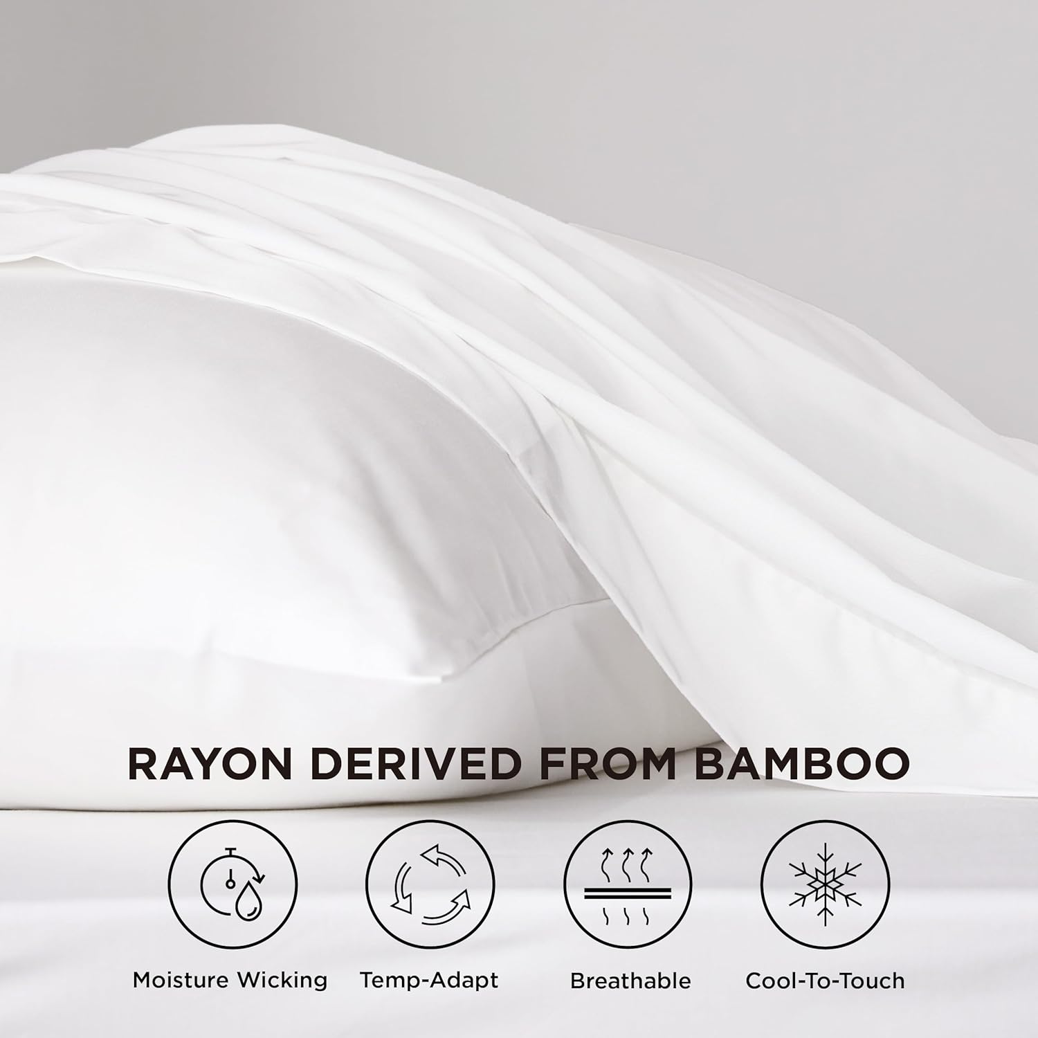 Bedsure Cooling Sheets - Twin XL Bamboo Rayon, Breathable & Soft, Deep Pocket Up to 16 Inches, White