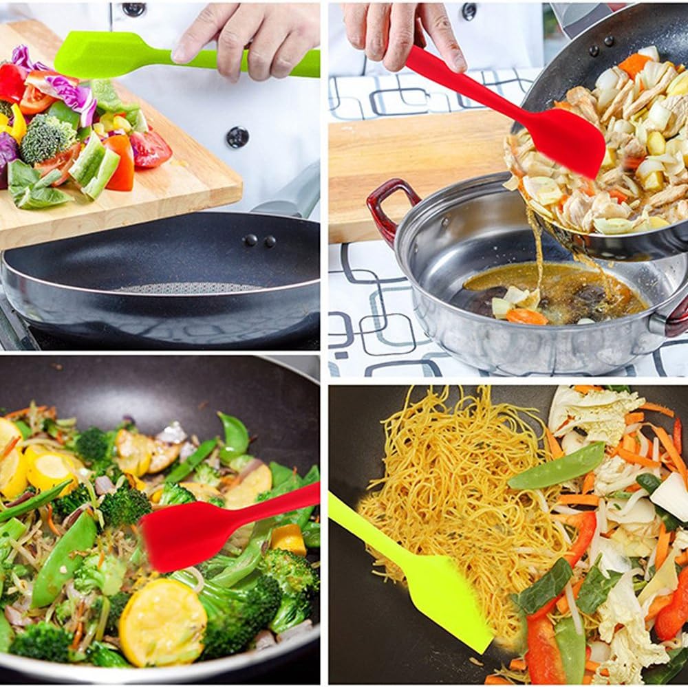 Skiennix Silicone Spatulas - 11 Inch Heat Resistant Non-Stick Baking Mixing Tools | 4 Piece Set