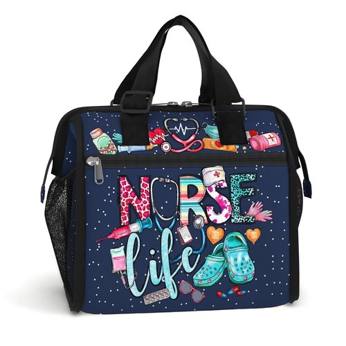 84hoods Large Lunch Box for Women. Insulated Lunch Bag for Work Office Travel Picnic with Adjustable Strap. Nurse Gift. Nurse Life.