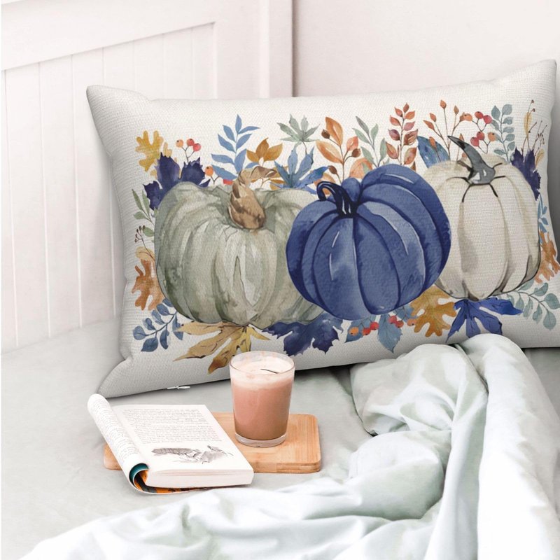QANOK Fall Pillow Covers 12x20 Set of 2, Fall Decor Polka Dot Pumpkin Throw Pillows Seasonal Outdoor Autumn Thanksgiving Decorative Cushion Case Harvest Fall Decorations for Home Couch Sofa