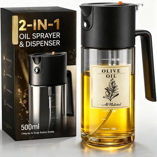 Costop 500ml Glass Oil Sprayer - 3-in-1 Kitchen Tool for Fine Mist, Stream & Pour | Leak-Proof & BPA-Free