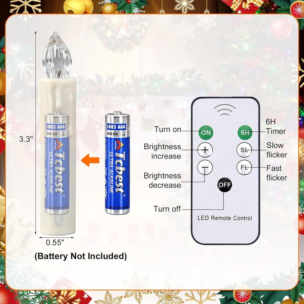 RaceGT Flameless Candles - 20Pcs Remote-Controlled LED Lights with Timer | Warm White Tapered Design for Holiday Decor