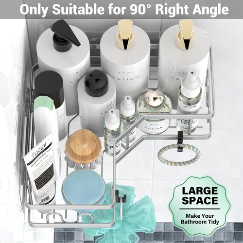 **AKTECKE Corner Shower Caddy | Adhesive Bathroom Organizer - Rustproof Stainless Steel - 3-Pack**