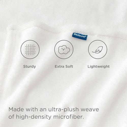 Bedsure GentleSoft Fleece Blanket - Cozy California King Size White Plush Blanket, 102x96 Inches