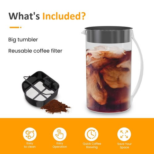 SUNVIVI Iced Tea Maker and Iced Coffee Maker, 3-in-1 Coffee and Tea Machine Brewing System with 2.5 Quart Pitcher, Strength Selector, Perfect For Tea, Coffee, Lattes, Lemonade