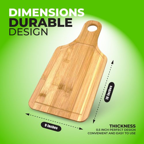 Bulk Plain Bamboo Paddle Cutting Board (Set of 10) | For Customized, Personalized Engraving Purpose | Wholesale Premium Bamboo Blank Board (Handle 16" x 10")