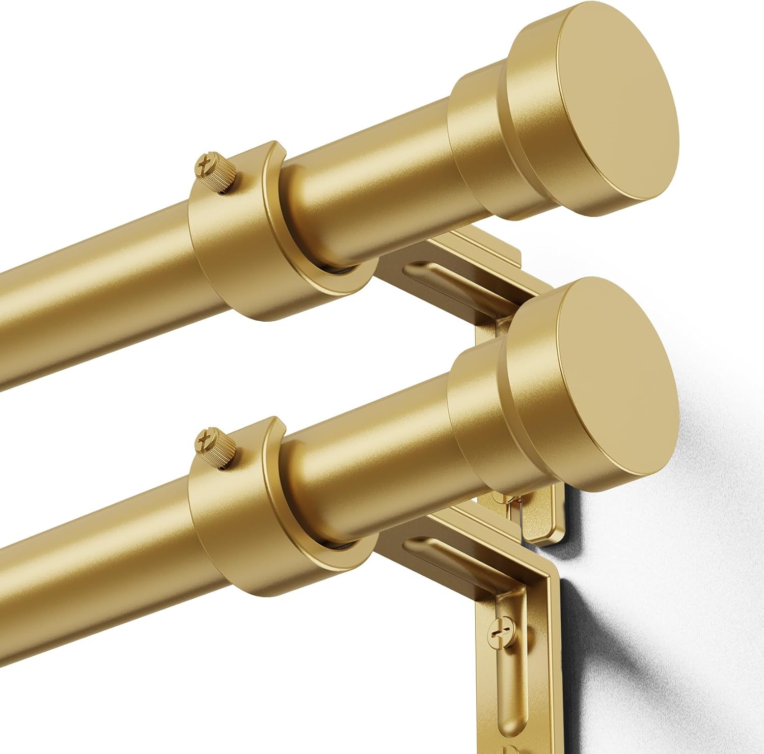 YaFex Curtain Rods - Heavy Duty 1 Inch Adjustable Window Treatment Rods | Gold, 32-144 Inch, Modern Design