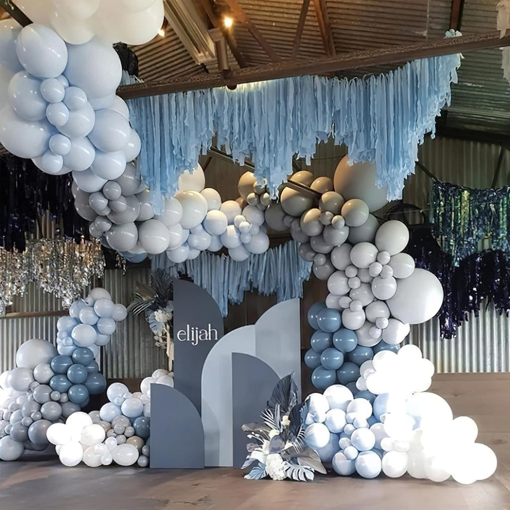 PartyWoo Dusty Blue Balloons - 120-Piece Set for Baby Showers & Birthdays | Slate Blue Boho Arch Kit
