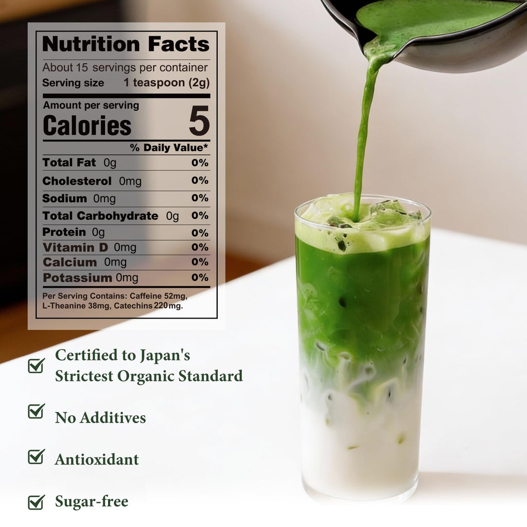 KANEMATSU Ceremonial Grade Matcha Powder 1.75oz Tin, Japanese JAS Certified Organic, Antioxidant Rich with Caffeine & L-Theanine for Focus & Relaxation, Kosher Non-GMO Green Tea (50g) (Fuji Premium Reserve, Class AA)
