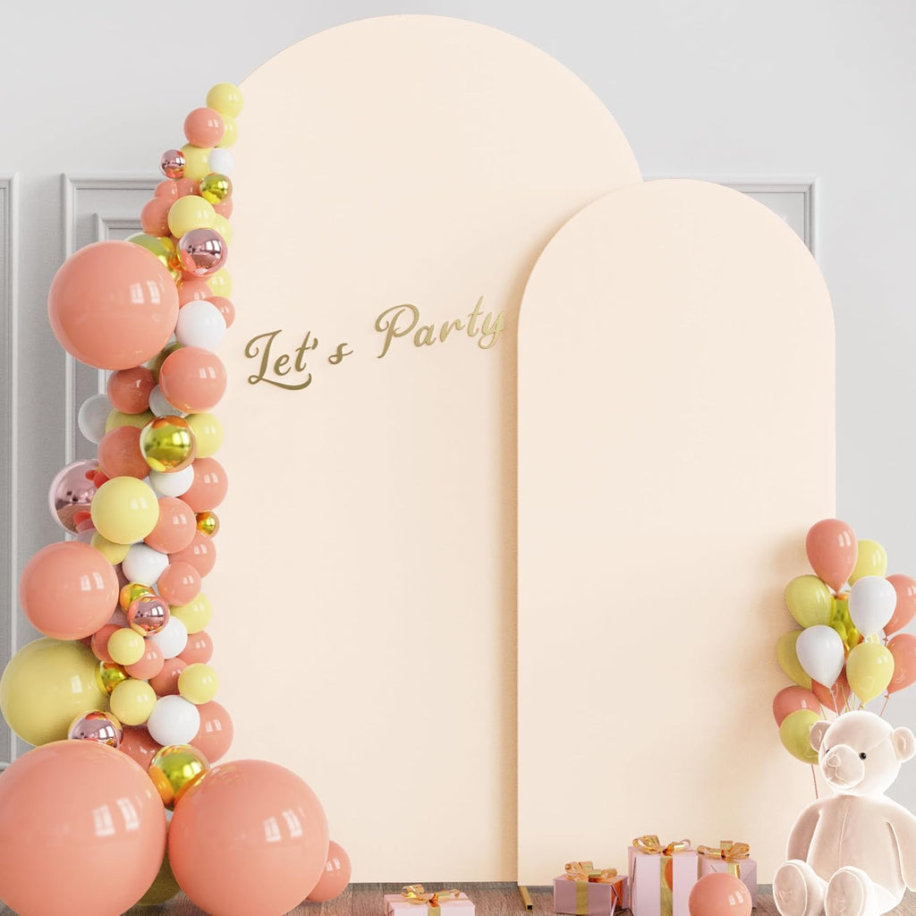 Wokceer Wedding Arch Stand Set - Metal Backdrop with Beige Cover for 7.2FT & 6FT Events | Perfect for Ceremonies & Parties