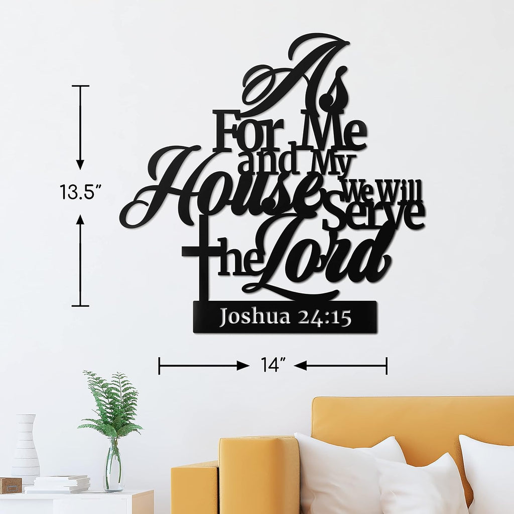 Vivegate Metal Bible Verse Wall Decor - "As For Me And My House" Christian Sign | Black