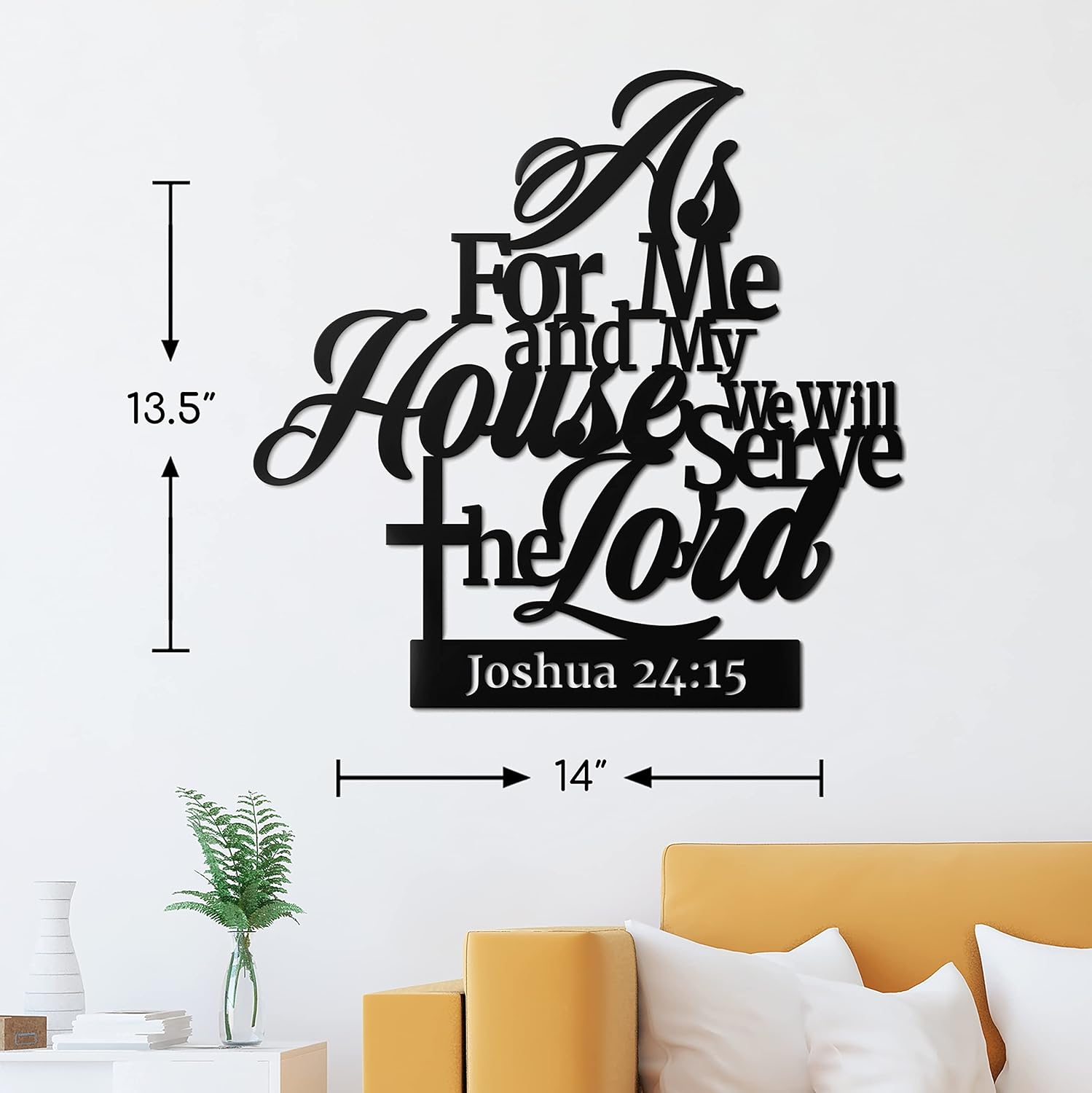 Vivegate Metal Bible Verse Wall Decor - "As For Me And My House" Christian Sign | Black