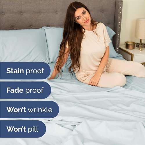 King Size 4-Piece Sheet Set - Ultra-Soft Cooling Bed Sheets | Hotel Luxury Bedding - Ice Blue