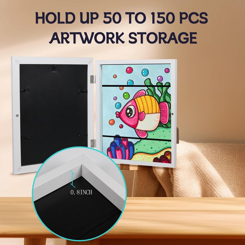 Orankay 2Pack Kids Art Frame - Kids Artwork Frames Changeable,White Front Opening Holds 150,8.5x11 Children Art Work Frames for Kids Art,Kid Art Picture Frame With Storage for Display Photo