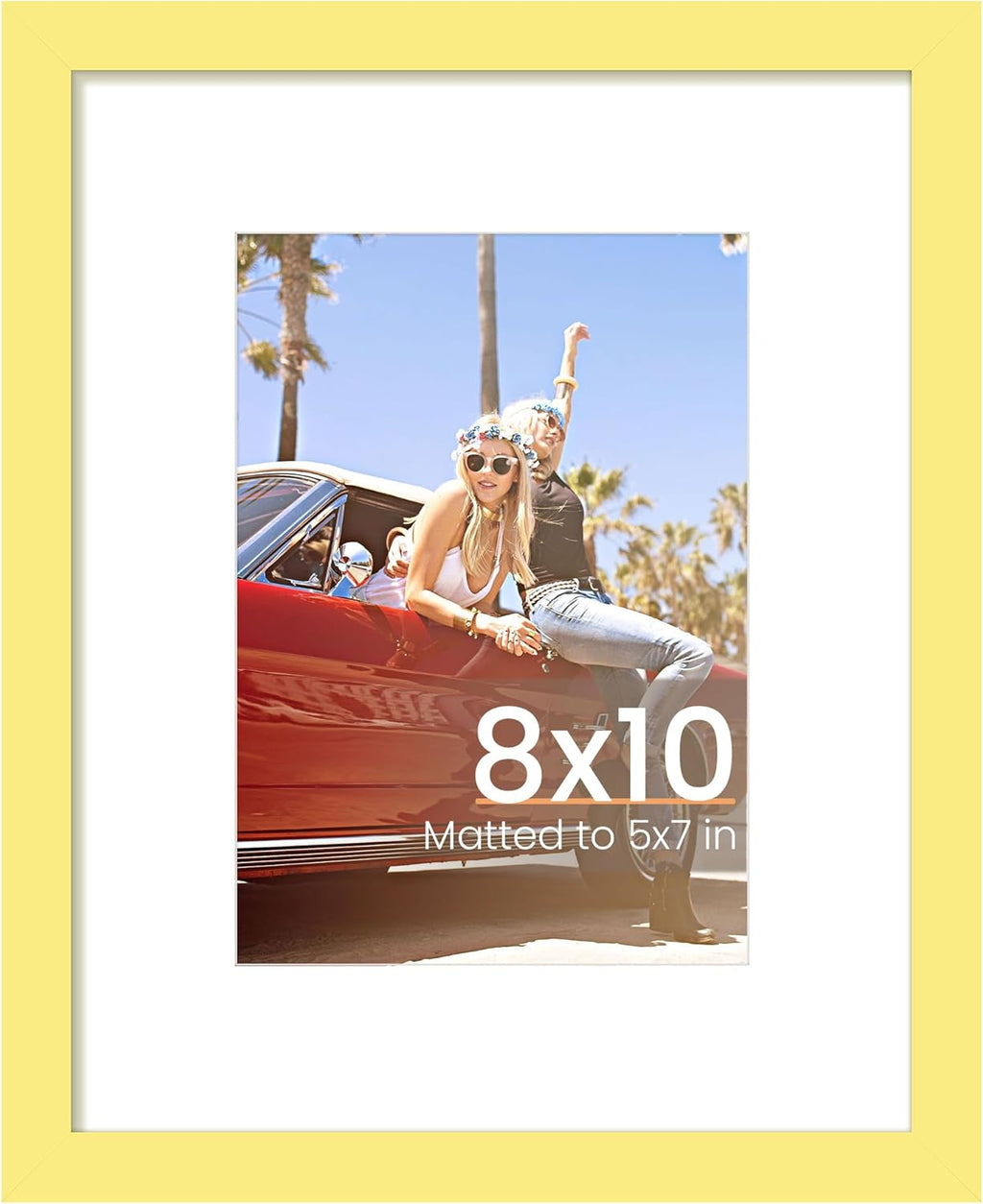 Upsimples 8x10 Picture Frame - Versatile Display for 5x7 with Mat or 8x10 Without | Yellow, 1 Pack