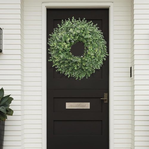 Boxwood Wreath - 26'' Large Artificial Greenery for Front Door | Indoor/Outdoor Farmhouse Decor