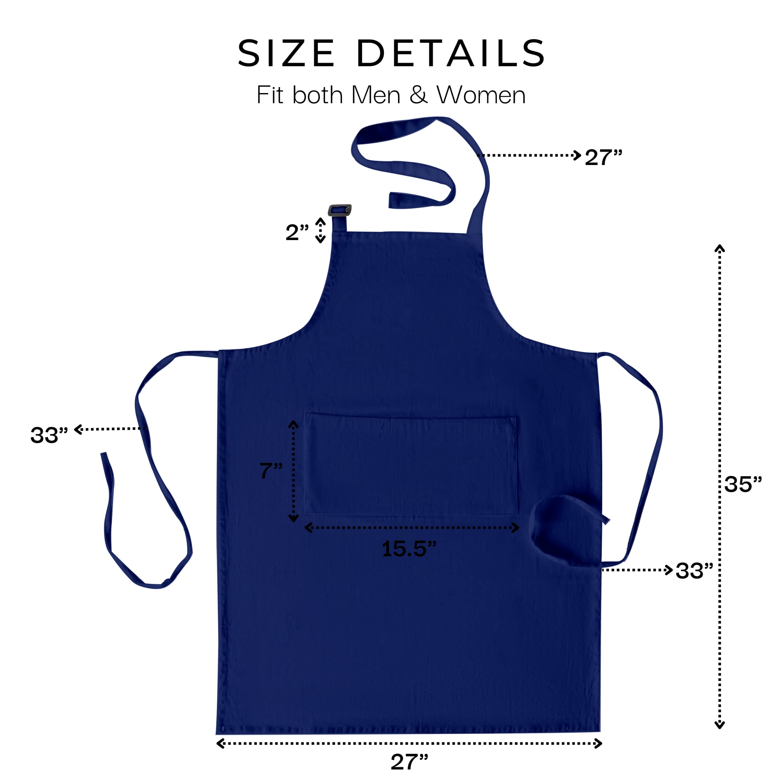 RAJRANG Bulk Apron for Women Men with Pockets Cotton Kitchen Cooking Chef Aprons Sodalite Blue 35x27 Inches Set of 10