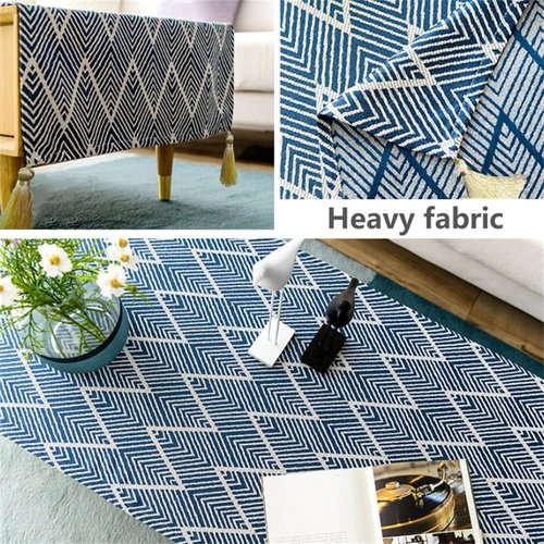 Utobanh Coffee Table Cloth with Tassle Small Rectangle Tablecloths for Side Table Washer Dryer Fridge Top Dust Cover 57 x 20 inch