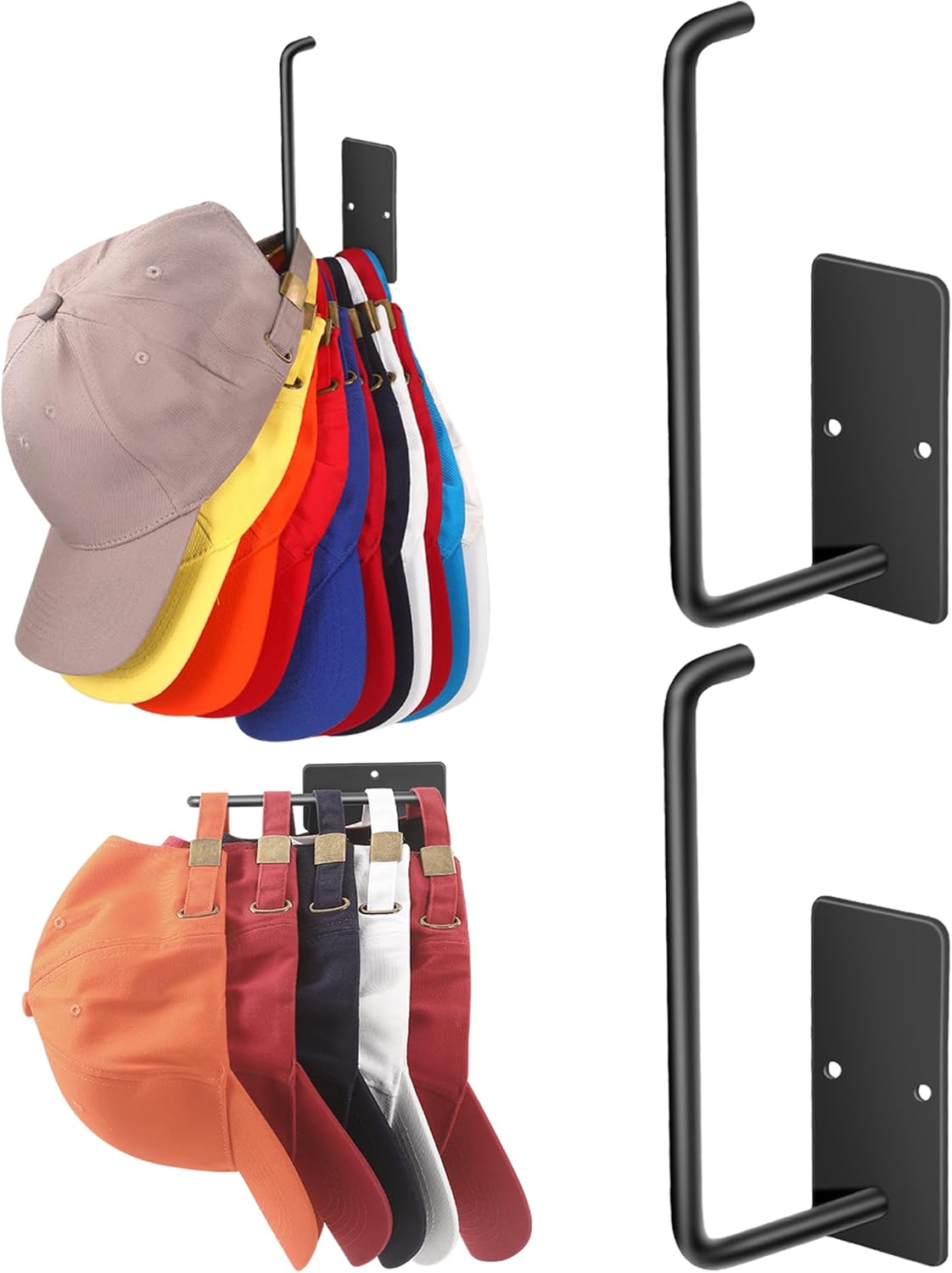 Stainless Steel Hat Racks by [Brand Name] - 2 Pack Adhesive Hooks for Baseball Caps | Holds Over 20 Hats